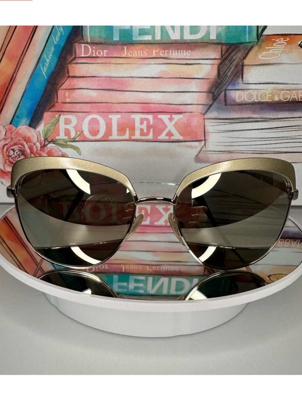 Prada Aviator Style Gold Frame Sunglasses with Brown Lenses